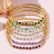 1 件天然寶石串珠手鍊 2024 年新款治癒保護鏈手工彈性珠寶激勵禮物送給她 - 彩色 - 查看 3