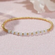 1 件天然寶石串珠手鍊 2024 年新款治癒保護鏈手工彈性珠寶激勵禮物送給她 - 彩色 - 查看 10