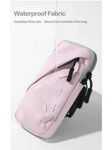 1只運動手臂包手機袋,男女適用,粉白色,早晚慢跑便攜儲物袋 - 紅白色 - 查看 3