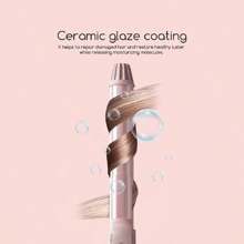 專業造型工具,編織髮捲棒,自動旋轉髮捲棒熨斗,造型工具熱捲髮棒 - 粉色 - 查看 9