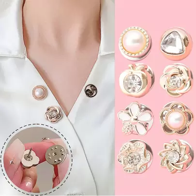 8pcs Anti-Exposure Artifact Button Clothes Shirt Fixed Pin Seam-Free Hidden Button Women Corsage Small Brooch Button Accessories