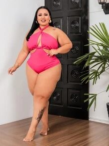 Plus Size One-Pieces - Màu Hồng Tươi - Xem 1