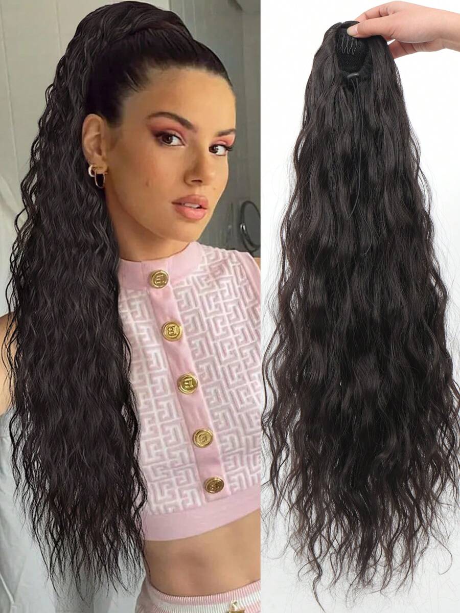 Small Curly Ponytail Hair - Black - View 1