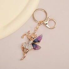 1pc Fairy Design Zinc Alloy Keychain For Women, Fashion Dancing Pendant For Car Key, Wallet Accessory, Perfect Party Gift - Purple - View 3