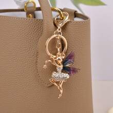 1pc Fairy Design Zinc Alloy Keychain For Women, Fashion Dancing Pendant For Car Key, Wallet Accessory, Perfect Party Gift - Purple - View 5