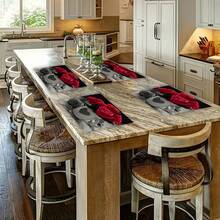 4pcs Romantic Rose In Tea Cup Patterned Placemats, Heat Resistant, Blessing Themed Suits For Couples And Lovers, Suitable For Wedding & Valentine's Day, All Seasons - Red - View 8