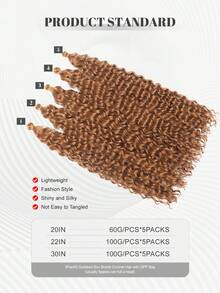 Natural Wave Long Deep Water Wave Hair Curly Synthetic Heat Resistant Hair Extension For Women Black BUG Chocolate Brown Multi-Color Woven Extension Hair For Daily Holiday Cosplay Party Use And Christmas Music Festival Carnival New Year Gifts 5Pcs/Packs - Brown - View 4