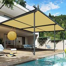 防水遮陽帆1.2 X 1.8m (3.94 X 5.91英尺) 木棚罩,遮陰網,防水帆布,100％遮陽率防uv,易於安裝附有4條免費繩索,適用於戶外庭院草坪,淺灰色（遮陽帆,矩形遮陽帆,防水遮陽帆,矩形太陽遮陽帆） - 卡其色 - 查看 4