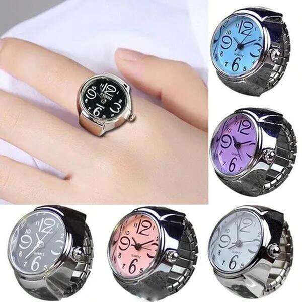Fashionable Minimalist Ladies' Watch Ring, All-Match Style Couple Ring Watch, Mini Electronic Watch With Creative Retro Design (Jzb)