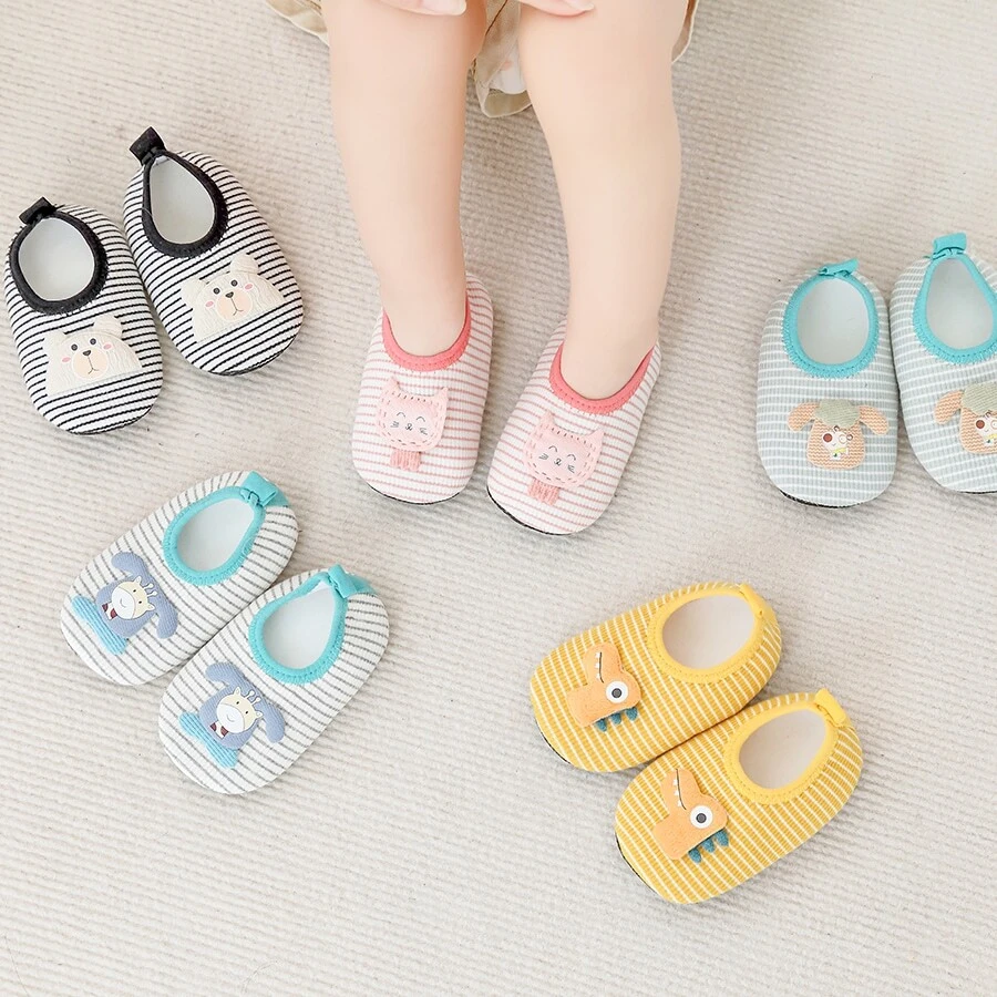 1pair Spring/Autumn Newborn Baby Floor Socks Shoes, Mesh Breathable Anti-Skid Soft Sole Shoes, 0-3 Years Old - Green - View 1