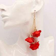 博霍風流蕾絲耳環女款蕾絲耳環三層長耳墜陳述時尚派對珠寶配件