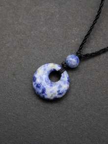 1件圓形魅力時尚天然水晶吊墜項鍊,適用於女性日常裝飾 - 彩色 - 查看 3