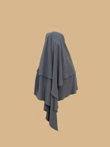 1 件女式柔軟平紋面紗奈達雪紡和絲綢混紡超長圍巾髮帶 - 灰色 - 查看 2