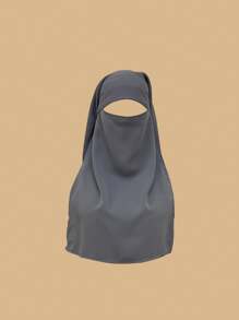 1 件女式柔軟平紋面紗奈達雪紡和絲綢混紡超長圍巾髮帶 - 灰色 - 查看 1