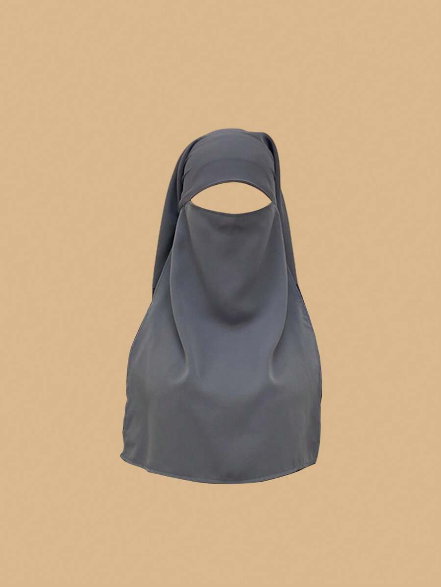 1 件女式柔軟平紋面紗奈達雪紡和絲綢混紡超長圍巾髮帶 - 灰色 - 查看 1