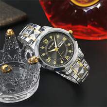 1 件男士手錶,夜光指針,防水,商務休閒風格,石英機芯,鉚釘扣手鍊 - 白色 - 查看 11