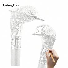 rufengbao 白鸟头红眼动物时尚手杖装饰角色扮演复古派对时尚步行手杖权杖 93 厘米 - 銀色 - 查看 8