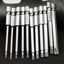 11pcs 75mm/2.95in S2 Alloy Steel Force Rectangle Screwdriver Bit Tool Set 1/4 Hex Force Rectangle Socket Set Handle Tool - Silver - View 8