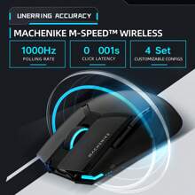 Machenike M7 Pro Ratón Gaming Inalámbrico Negro Paw3395 26000dpi 74g Rgb Interruptor Programable Recargable Para Portátil Pc - Negro - Ver 3