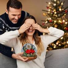 1pc Eternal Rose Glass Dome Ball As Valentine's Day Gift For Family And Friends - Red - View 1