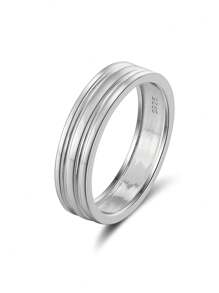 1個時尚男戒指,簡約幾何設計,指環,大尺寸10, 11, 12, 13,925銀婚禮訂婚派對珠寶,假日新年情人節生日紀念日禮物 - 銀色 - 查看 9