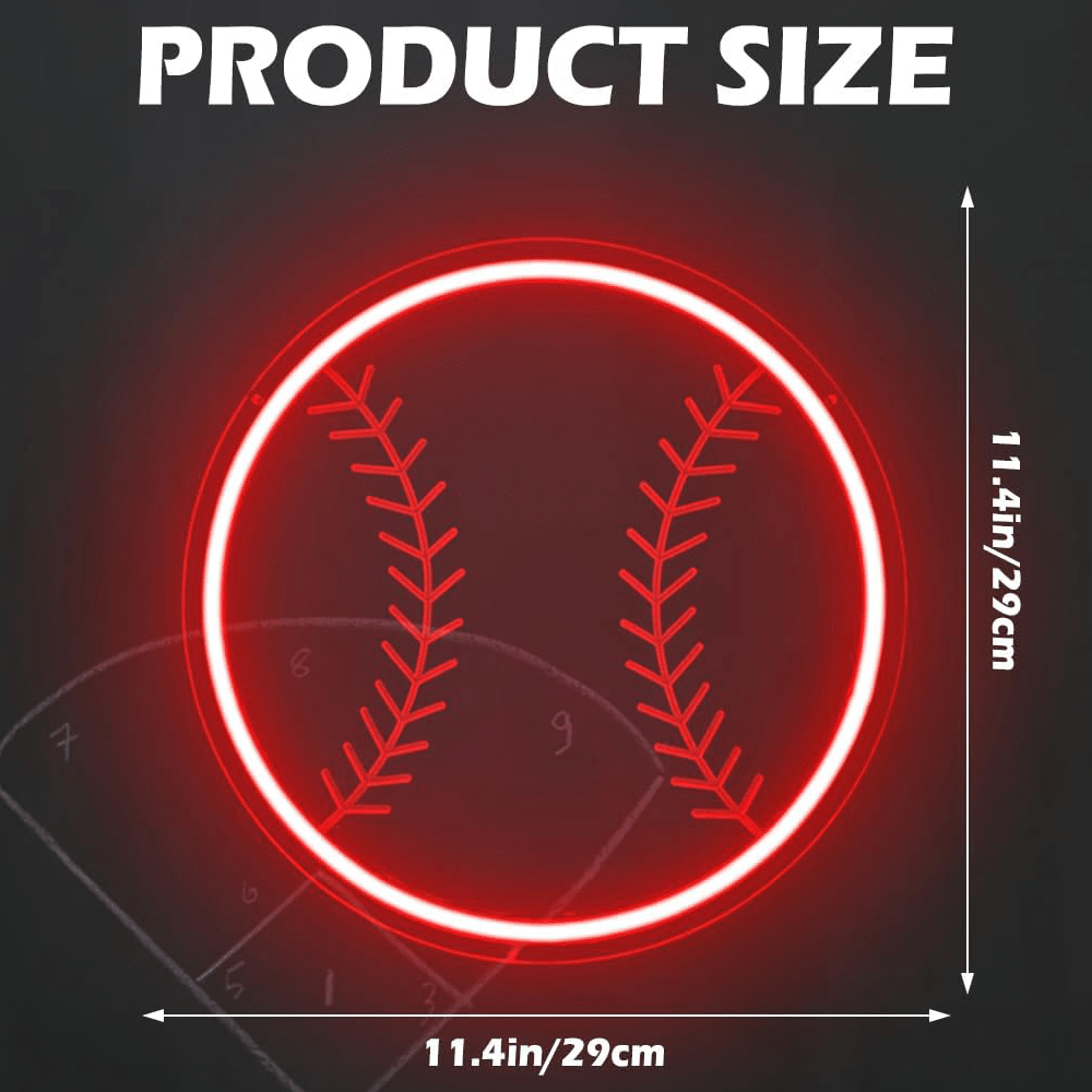 1pc Baseball Shaped Dimmable Neon Light Sign, Sports Themed Wall Decor