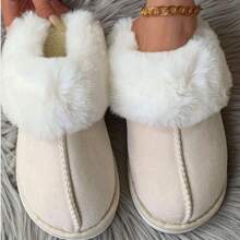 Womens Slippers Fluffy Cozy Fashion Slippers Warm Soft House Slippers - Màu be - Xem 3