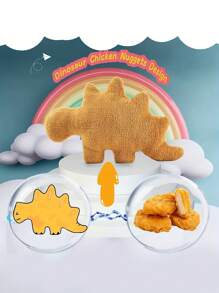 1 pieza Peluche en forma de dinosaurio con forma de nugget de pollo amarillo, con varios estilos como dragón triangular, dragón espada, pterosaurio, dragón trueno, Tiranosaurio Rex