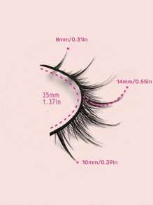 Asiteo 5对卡通风格自然柔软假睫毛，轻盈条状假睫毛 - 黑色 - 查看 7