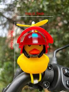 1pc Yellow Duck & Red Snowflake Shaped 3 Tiered Helmet Decor For Motorbike With Ring Bell When Squeezed, Universal Style - Multicolor - View 6