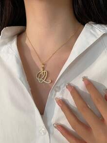 1 件時尚奢華字母項鍊,設計簡約,鎖鏈,適合女士派對、約會、旅行和日常佩戴 - 金色 - 查看 2