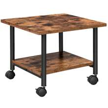 HOOBRO Printer Table, Printer Trolley With Lockable Wheels, Printer Stand Rollable With 2 Levels, Printer Holder, Industrial Design, Roll Container, For Office, Fax, Dark Brown And Black - Brown - View 2