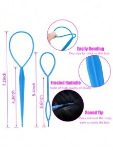 兒童髮辮工具4入組 - 輕鬆髮捲器,髮夾,髮辮工具 - 適合做簡單,雙層,扭曲,包裹馬尾,側邊馬尾款式 - 小女孩適用 - 彩色 - 查看 3