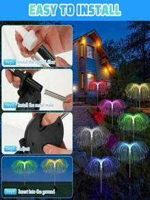 1/2入組光纖水母花園燈 太陽能戶外燈 水母燈 園藝裝飾 太陽能戶外燈 地徑燈 防水 7種顏色變換 - 彩色 - 查看 12