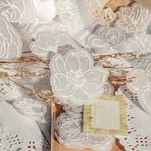 30件裝白茶系列硫酸紙花形日記diy材料