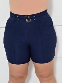 Plus Size Shorts - Màu xanh hải quân - Xem 1