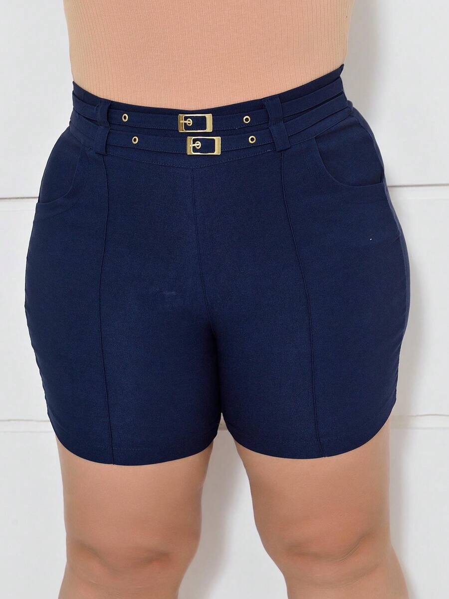 Plus Size Shorts - Màu xanh hải quân - Xem 1