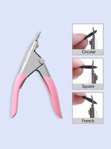 Professional Nail Clippers For Acrylic And False Nails - Straight Edge Manicure Cutter With Guillotine Cutting Edge - Pink - View 1