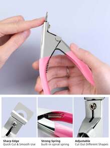 Professional Nail Clippers For Acrylic And False Nails - Straight Edge Manicure Cutter With Guillotine Cutting Edge - Pink - View 6