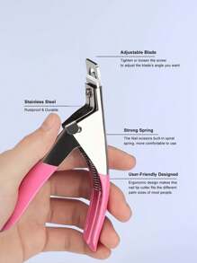 Professional Nail Clippers For Acrylic And False Nails - Straight Edge Manicure Cutter With Guillotine Cutting Edge - Pink - View 5