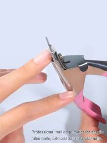 Professional Nail Clippers For Acrylic And False Nails - Straight Edge Manicure Cutter With Guillotine Cutting Edge - Pink - View 3