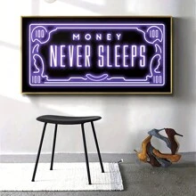 1片優質畫布海報,現代藝術、紫色、金錢、詞語、抽象畫,是臥室、客廳、廚房、宿舍走廊的理想禮物,無框畫布、壁畫、牆面裝飾,秋季裝飾、房間裝飾 - 彩色 - 查看 8