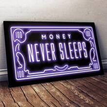 1片優質畫布海報,現代藝術、紫色、金錢、詞語、抽象畫,是臥室、客廳、廚房、宿舍走廊的理想禮物,無框畫布、壁畫、牆面裝飾,秋季裝飾、房間裝飾 - 彩色 - 查看 5