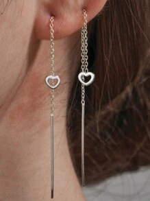 1對925純銀心形流蘇耳環,浪漫下垂式耳環,18k鍍金,絕佳的婚禮情人節精品珠寶 - 金色 - 查看 5