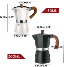 Nồi Moka Nhôm Cà phê hơi Cổ điển Tiếng Ý Nhôm Ấm đun nước Với Tay cầm bằng gỗ - trắng - Xem 2