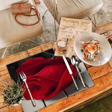 4入組玫瑰圖案浪漫風格餐墊,耐高溫廚房餐墊,是給已婚夫婦和情人最佳祝福,適合所有四季和情人節 - 紅色 - 查看 6