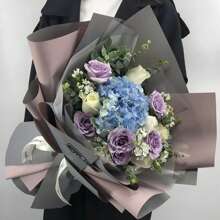 20 件/包 雙色防水 Hanfay 紙包裝紙,用於插花和花束,58x58 厘米 - 橙色+棕色 - 查看 2