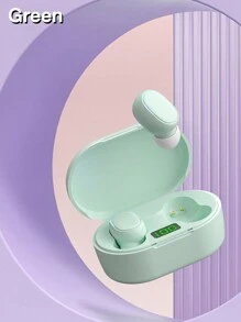 Genai真無線藍牙耳機,迷你設計,帶led電池顯示充電盒,長待機時間,手勢觸控,全防水,符合工學設計理念,佩戴舒適,有多種顏色可選,運動、音樂和遊戲的理想選擇 - 綠色 - 查看 9