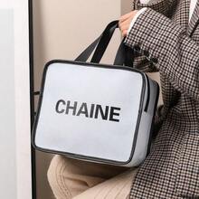 化妝包2023：大容量多功能旅行便攜高端護膚品口紅收納盒,防水pu材質組織者含多個隔層和可手提的可愛設計,非常適合桌面收納和大學生使用 - 卡其色-方形款 - 查看 6