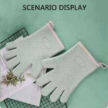 1只矽膠隔熱手套,耐高溫、防滑、加厚適用於烘焙和廚房使用 - 綠色 - 查看 3